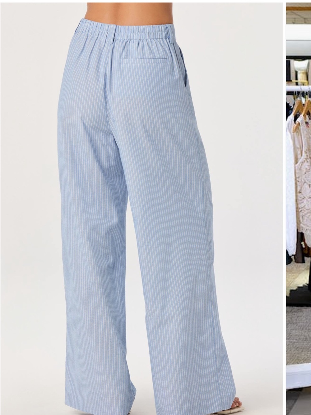ASTR the label Light Blue Pinstripe Wide-Leg Pants